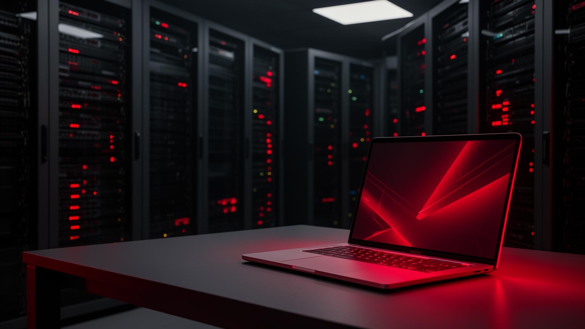 Centro de datos con servidores y laptop de PCSPEED en Bogotá